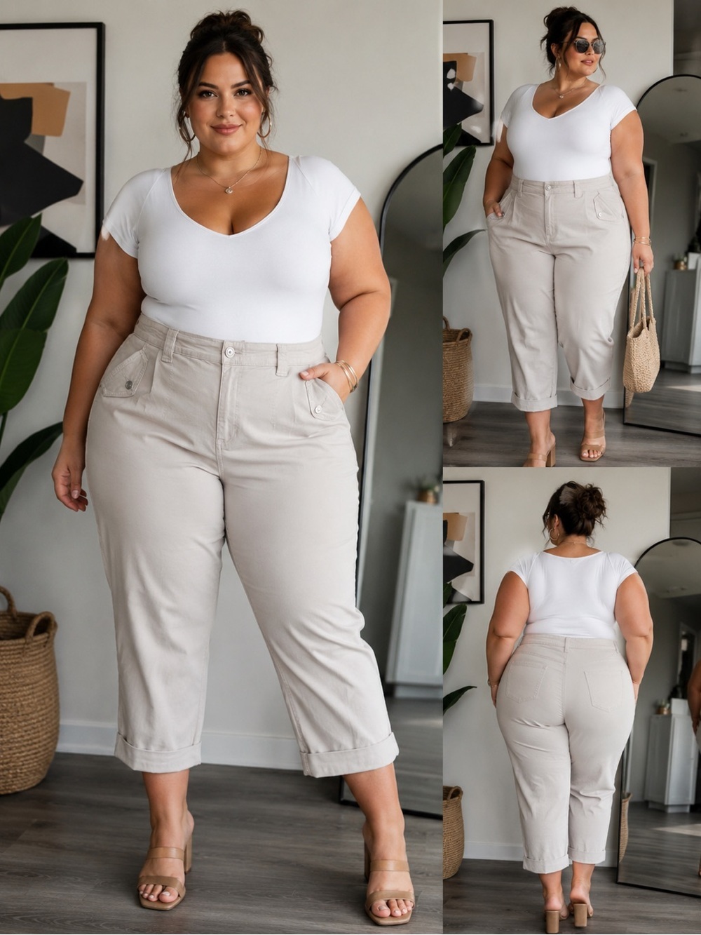 NWT Torrid ($75) Plus Sz 28 / 5X Beige Military Crop Pants Utility Capri Casual